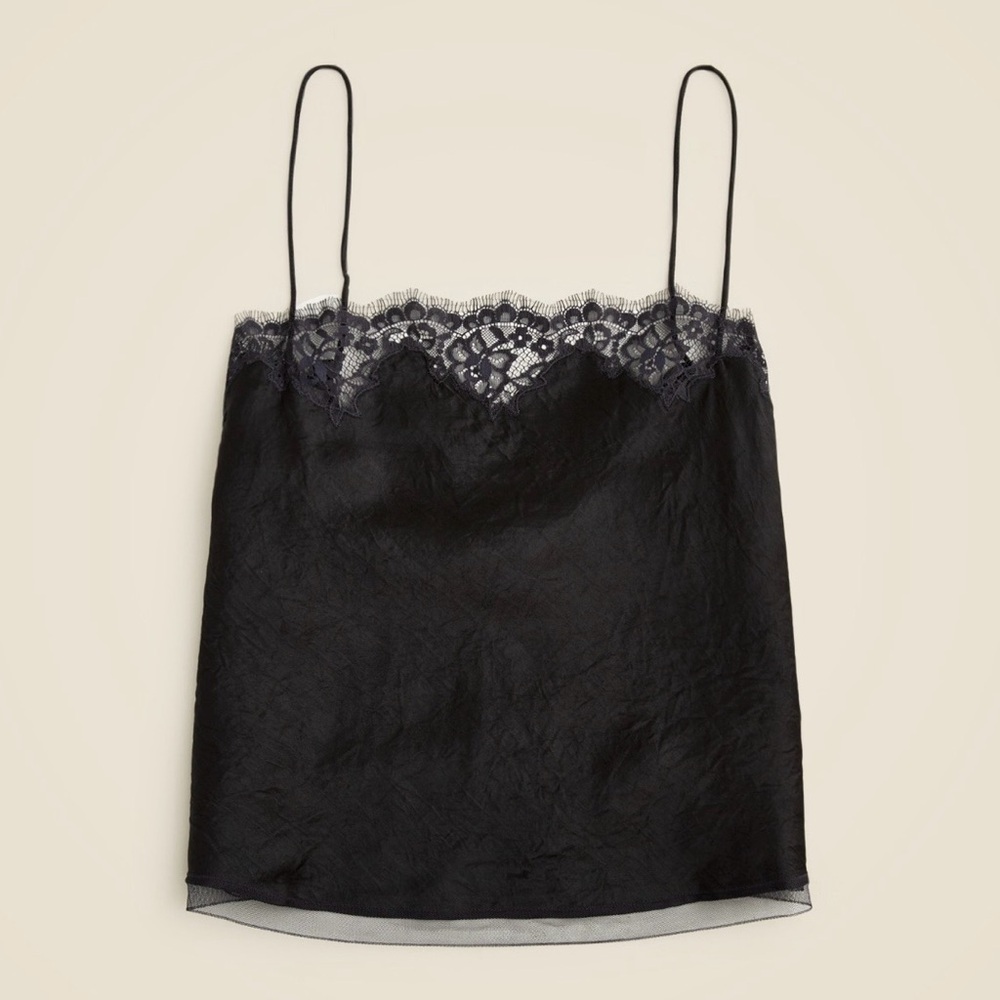 J. Crew Lace Trim Camisole Top in Textured Satin
